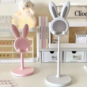 bunny phone stand adjustable & compatible with iphone, kindle, ipad, switch, tablet & more!