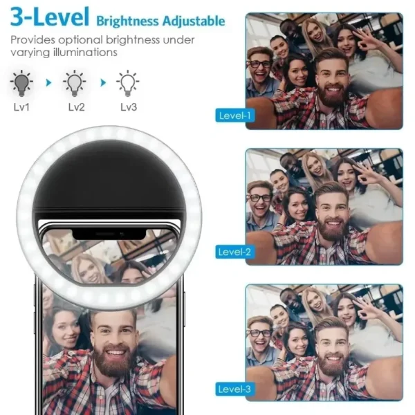 tiny ring light with charging cable usb charge for all smartphone