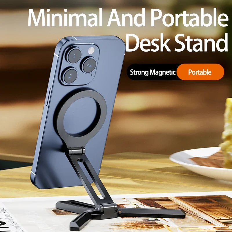 foldable magnetic phone holder desktop lazy tripod cell phone stand for magsafe iphone 16 15 14 13 12 pro max smartphone bracket