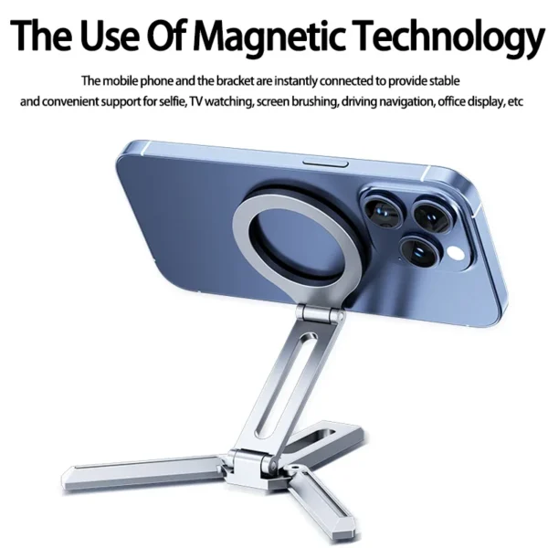 foldable magnetic phone holder desktop lazy tripod cell phone stand for magsafe iphone 16 15 14 13 12 pro max smartphone bracket