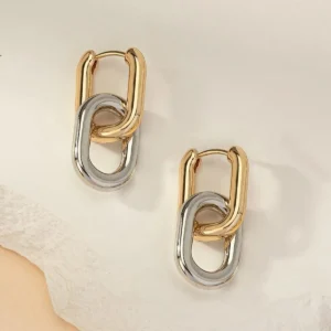 minimalist stainless steel fashion gold color u shape trendy geometric square hoop designer earrings for women party jewelry