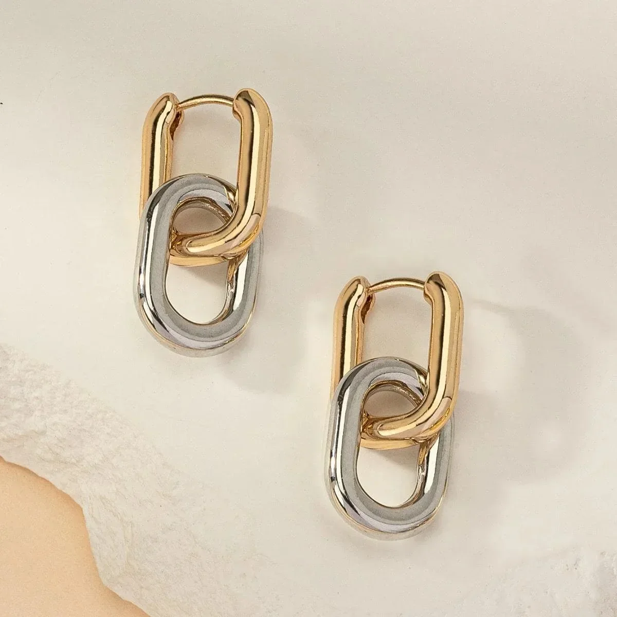 minimalist stainless steel fashion gold color u shape trendy geometric square hoop designer earrings for women party jewelry
